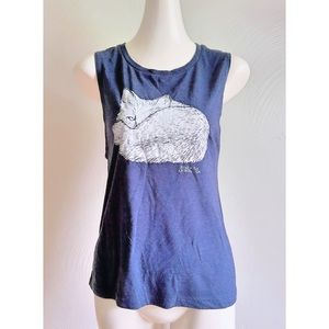 NWOT Boutique Alaskan Hand-Printed Muscle Tee Fox Original Design Frost & Fur